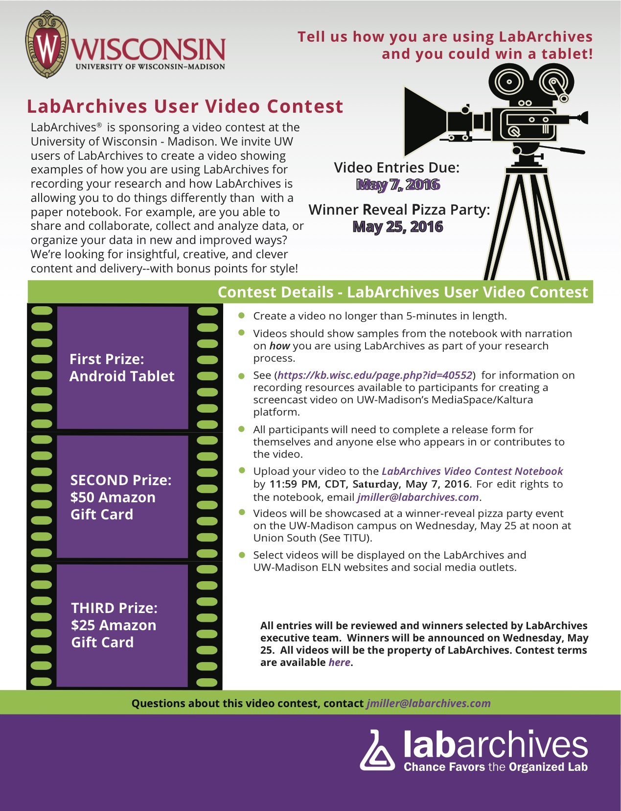 LabArchives User Video Contest UWMadison Research Data Services